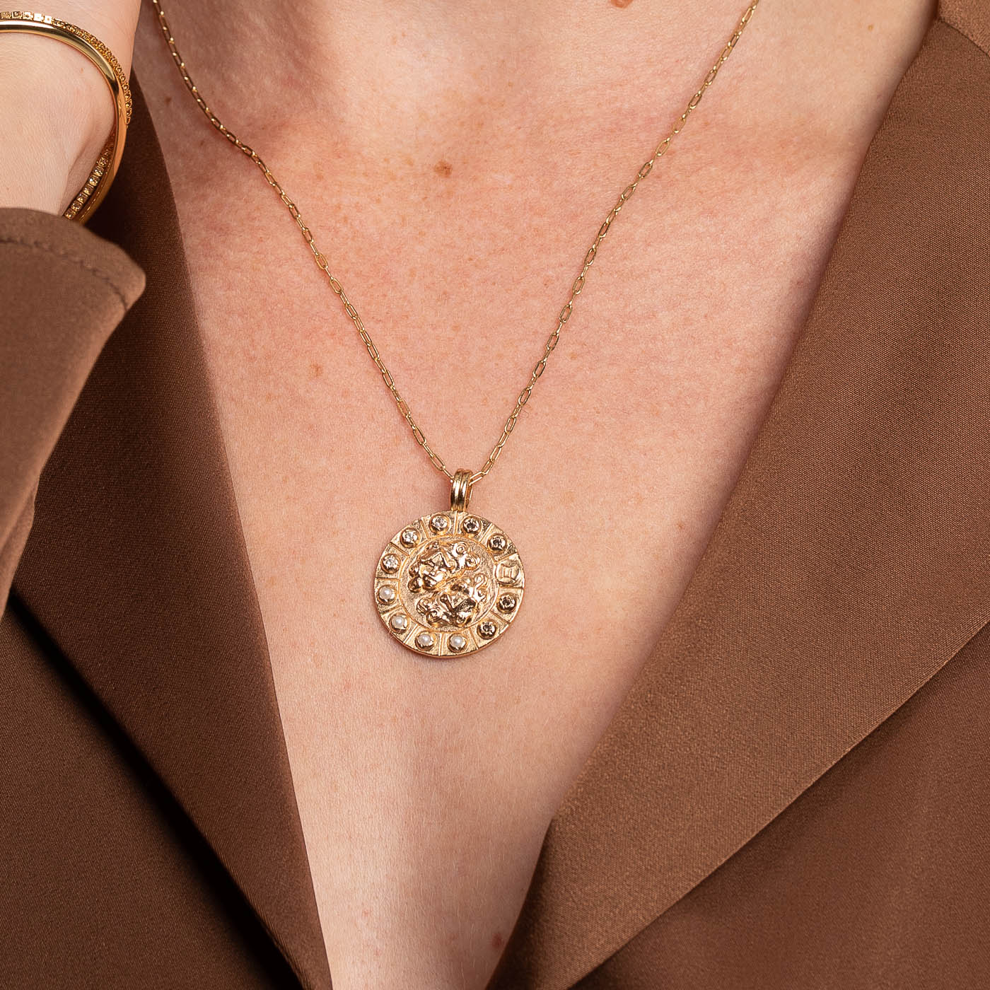 Gemini Bold Zodiac Pendant Necklace in Gold  Add to wishlist