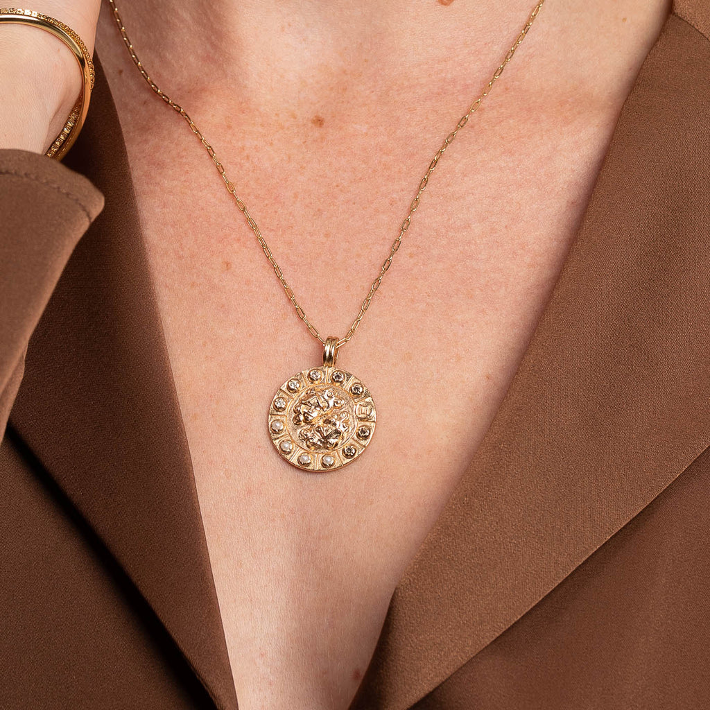 Gemini Bold Zodiac Pendant Necklace in Gold  Add to wishlist