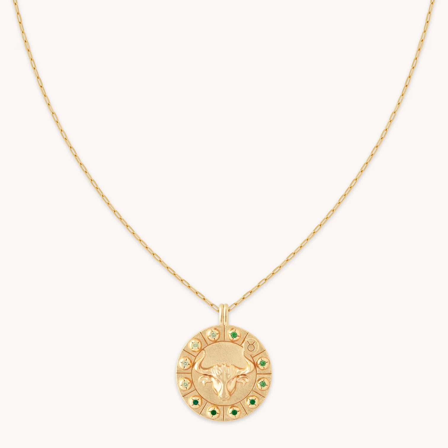 Taurus Bold Zodiac Pendant Necklace in Gold