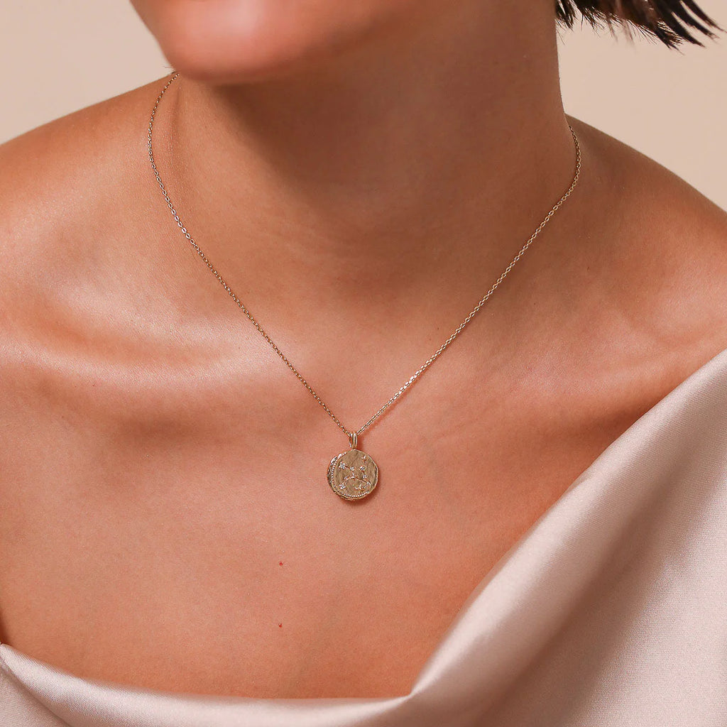 Virgo Zodiac Pendant Necklace in Gold